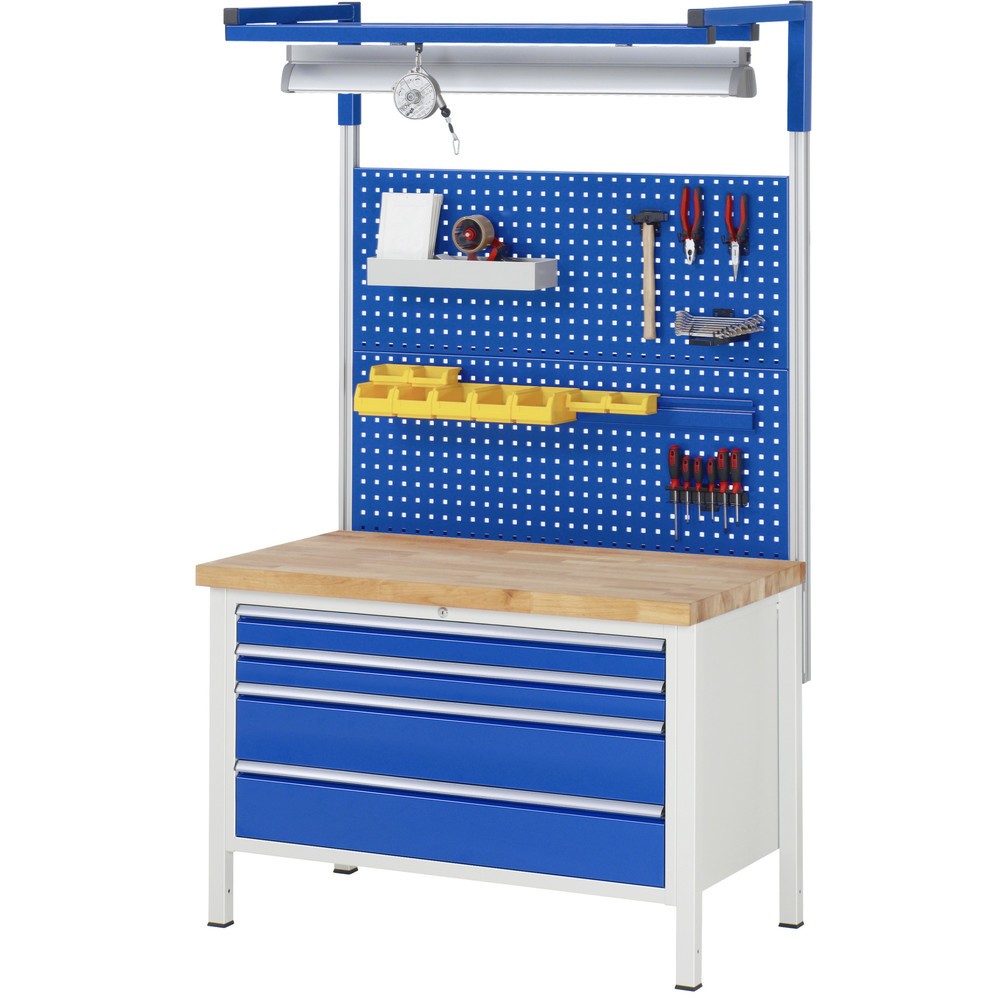 Produktabbildung Nr. 4: RAU Werkbank Serie 8000, HxBxT 840 x 1.250 x 700 mm, 4 x 100%-Auszug-Schubladen 4 x 90 mm, Schubladen-TK 50 kg