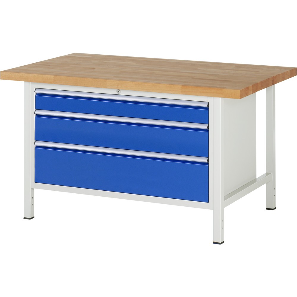 Produktabbildung Nr. 1: RAU Werkbank Serie 8000, HxBxT 840 x 1.500 x 900 mm, 3 x 90%-Auszug-Schubladen 1 x 120, 1 x 180, 1 x 240 mm, Schubladen-TK 50 kg