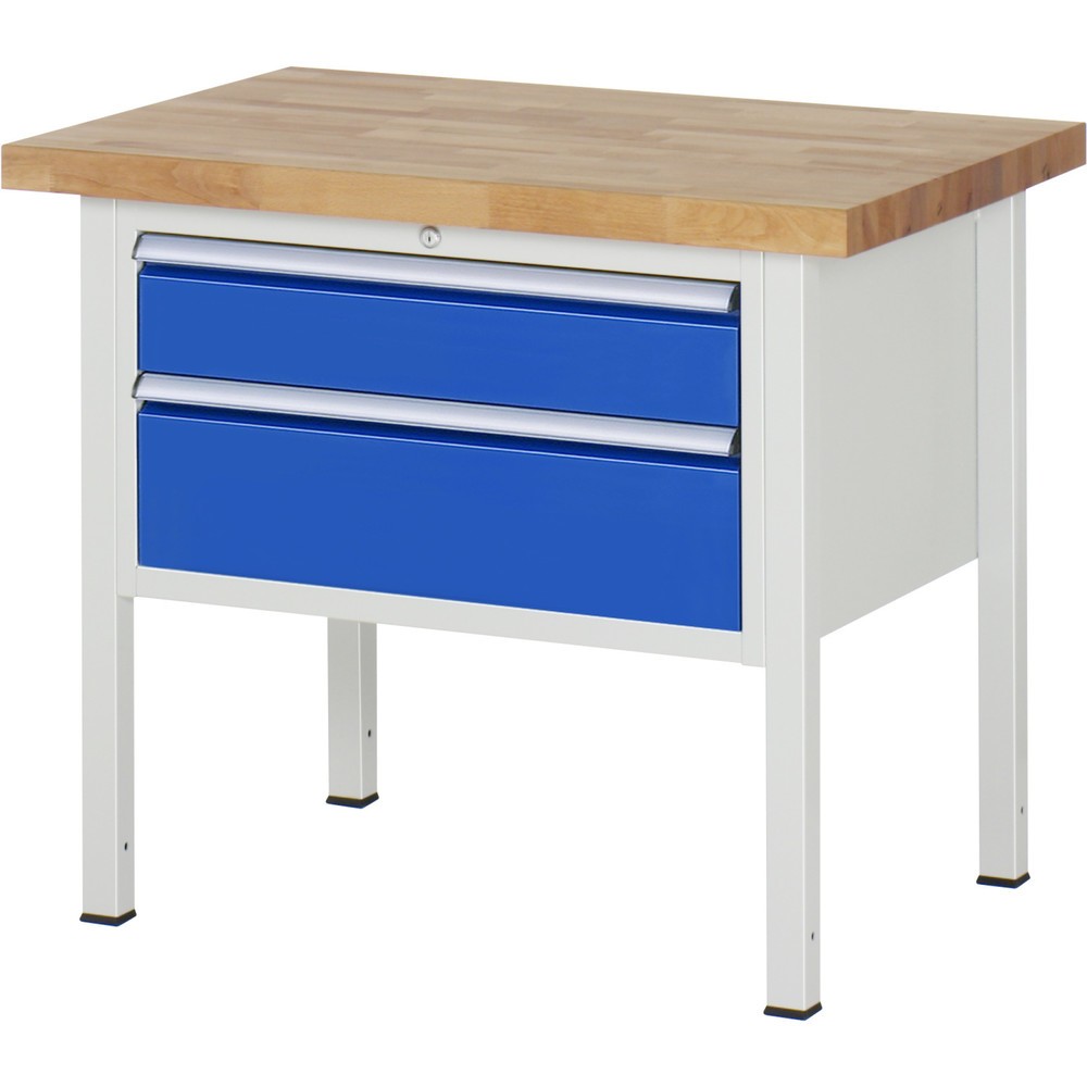 Produktabbildung Nr. 1: RAU Werkbank Serie 8000, HxBxT 840-1.040 x 1.000 x 700 mm, 2 x 100%-Auszug-Schubladen 1 x 150, 1 x 210 mm, Schubladen-TK 75 kg