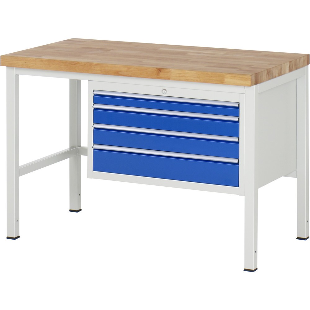 Produktabbildung Nr. 1: RAU Werkbank Serie 8000, HxBxT 840-1.040 x 1.250 x 700 mm, 4 x 100%-Auszug-Schubladen 1 x 60, 2 x 90, 1 x 120 mm, Breite 680 mm