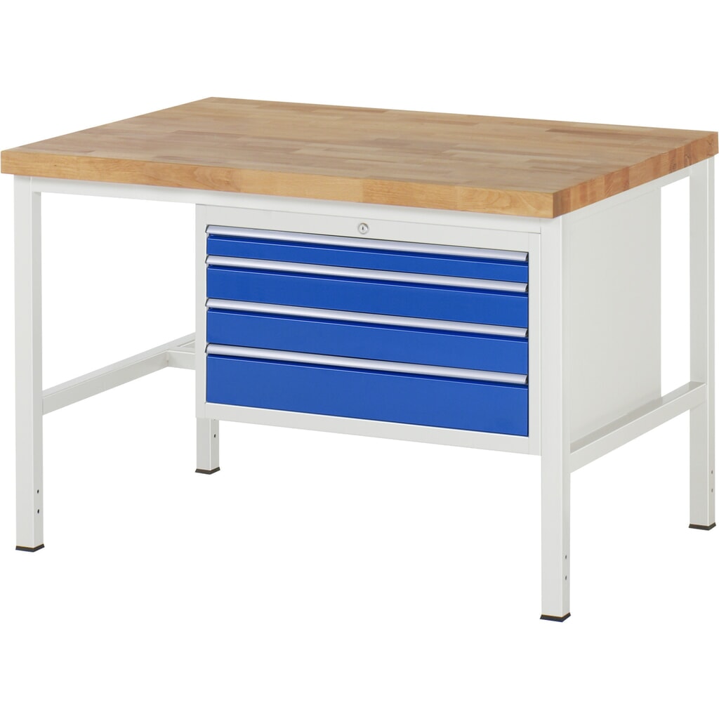 Produktabbildung Nr. 1: RAU Werkbank Serie 8000, HxBxT 840-1.040 x 1.250 x 900 mm, 4 x 90%-Auszug-Schubladen 1 x 60, 2 x 90, 1 x 120 mm, Breite 680 mm