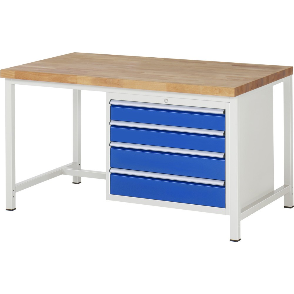 Produktabbildung Nr. 1: RAU Werkbank Serie 8000, HxBxT 840-1.040 x 1.500 x 900 mm, 4 x 100%-Auszug-Schubladen 2 x 120, 2 x 150 mm, Breite 680 mm