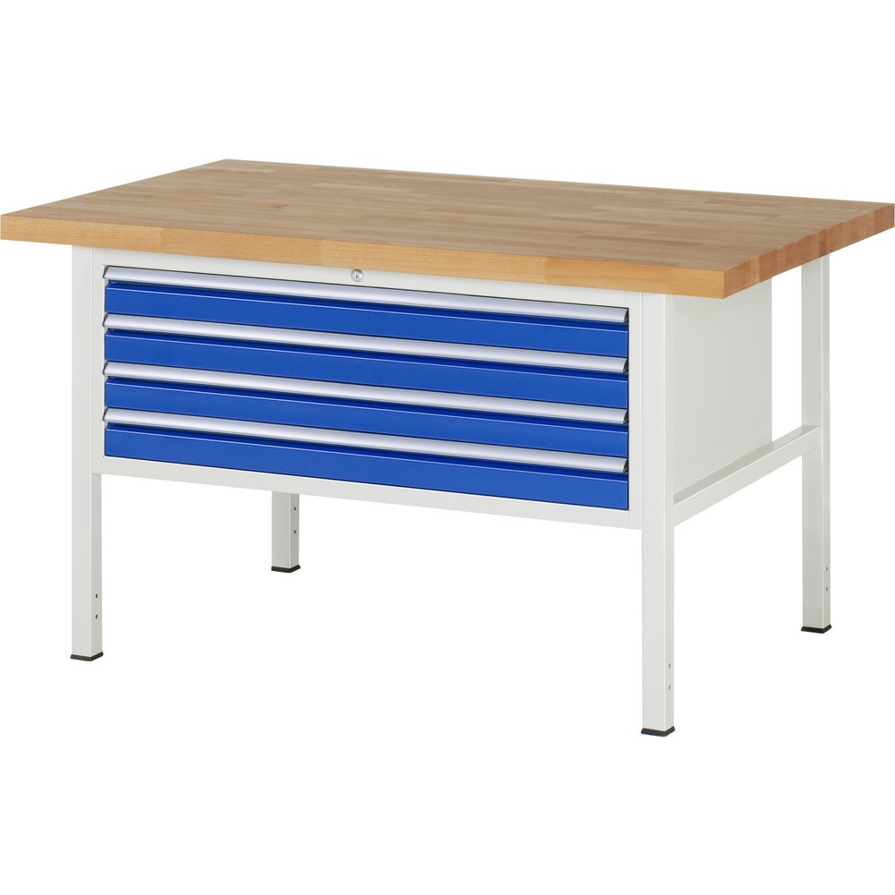 Produktabbildung Nr. 1: RAU Werkbank Serie 8000, HxBxT 840 x 1.500 x 900 mm, 4 x 100%-Auszug-Schubladen 4 x 90 mm, Schubladen-TK 50 kg