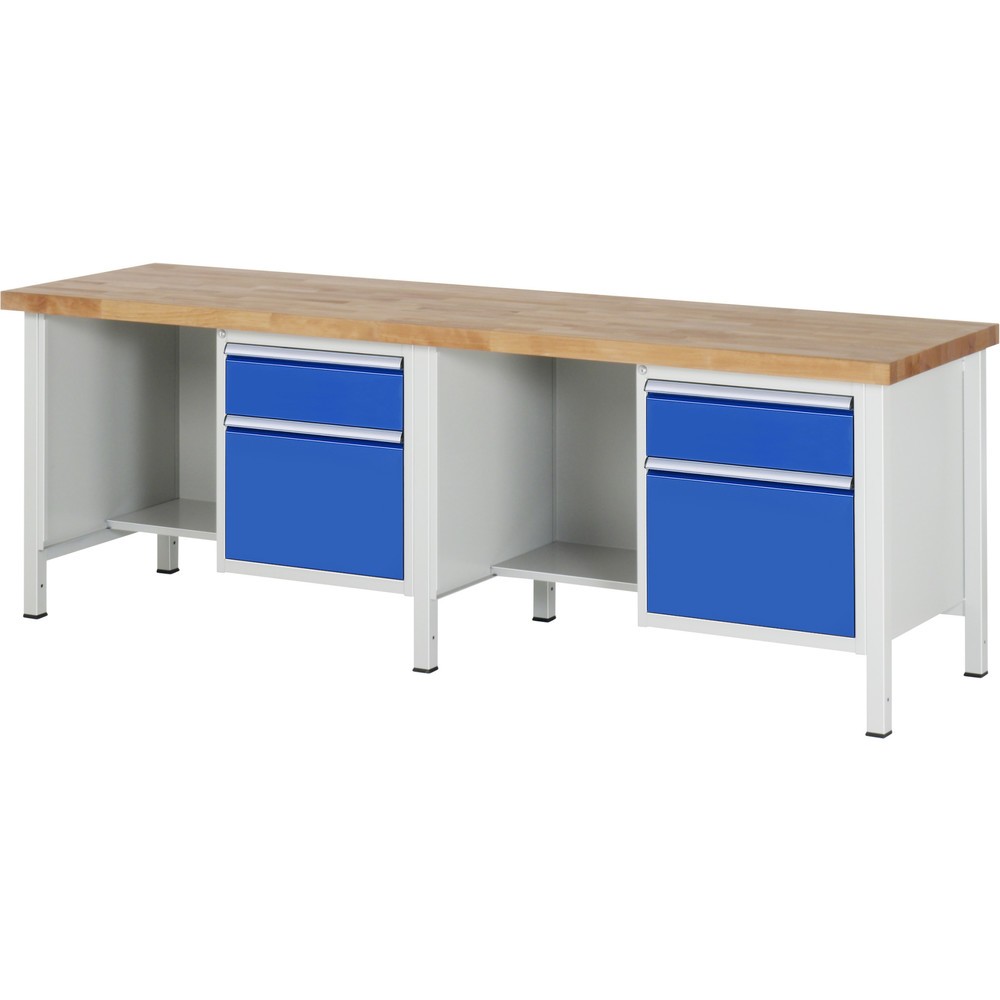 Produktabbildung Nr. 1: RAU Werkbank Serie 8000, 2 Container, HxBxT 840 x 2.500 x 700 mm, 4 x 90%-Auszug-Schubladen