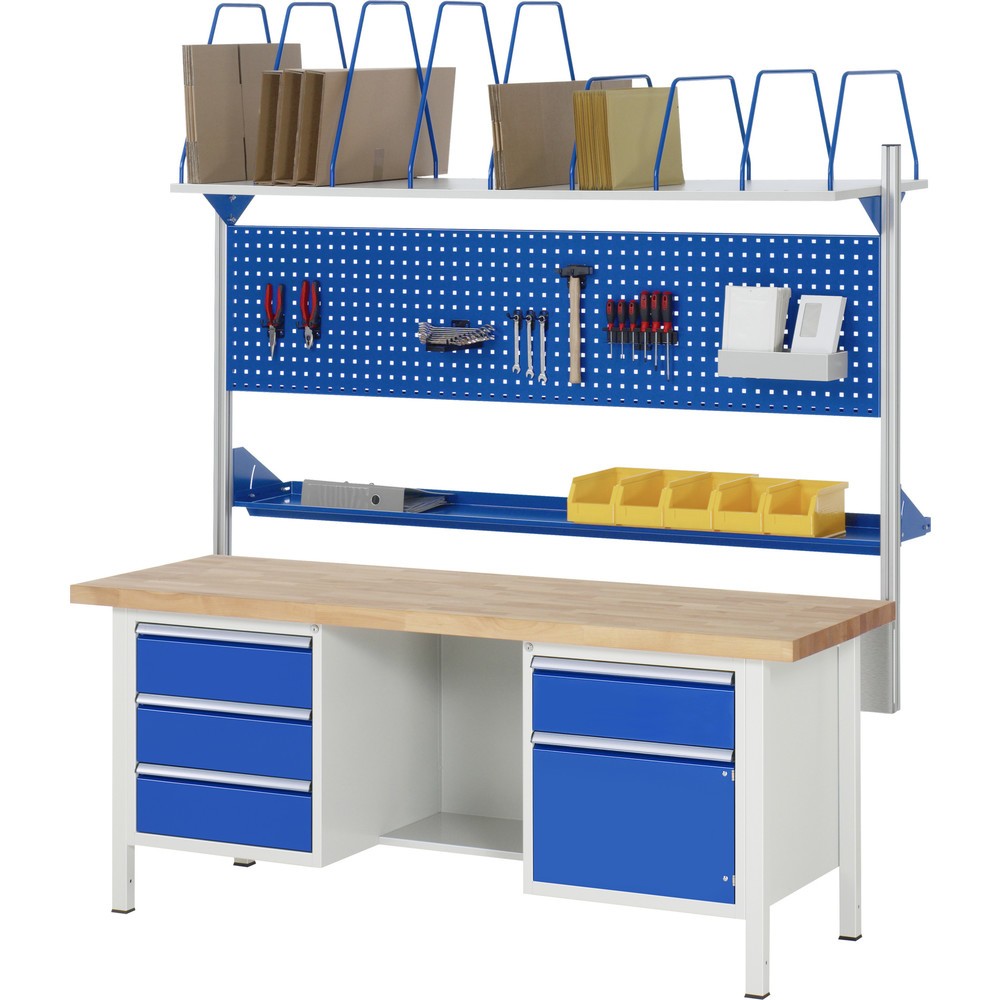Produktabbildung Nr. 5: RAU Werkbank Serie 8000, 2 Container, 2 Flügeltüren, HxBxT 840-1.040 x 2.000 x 700 mm, 2 Schubladen, ErgoScript
