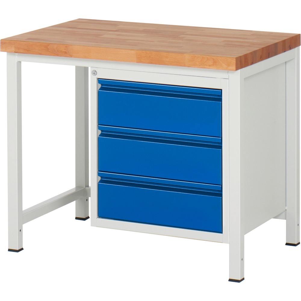Produktabbildung Nr. 1: RAU Werkbank Serie 8000, HxBxT 840-1.040 x 1.000 x 700 mm, 3 x 90%-Auszug-Schubladen 3 x 180 mm