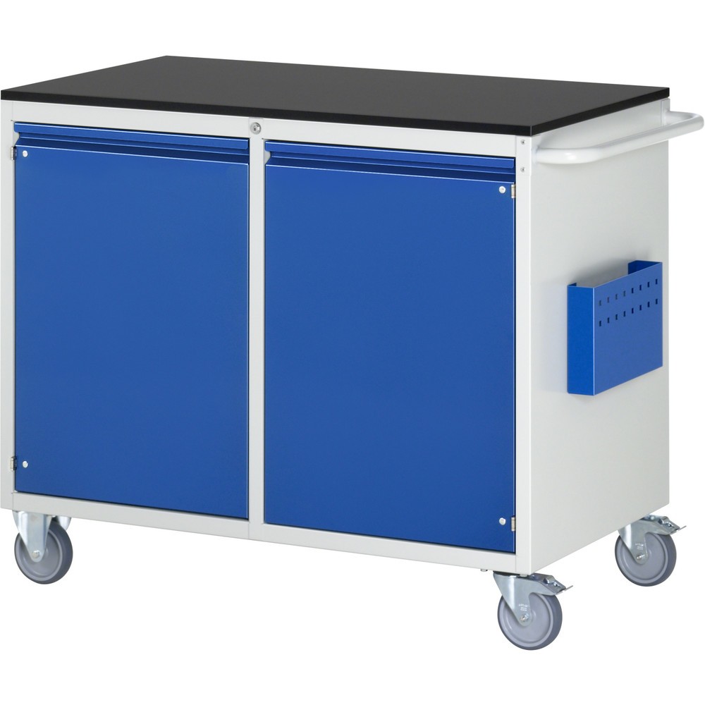 Produktabbildung Nr. 1: RAU Werkstattwagen Serie 7000, HxBxT 970 x 1.145 x 650 mm, 2 Flügeltüren, Arbeitsplatte Melamin, integrierte Griffleiste