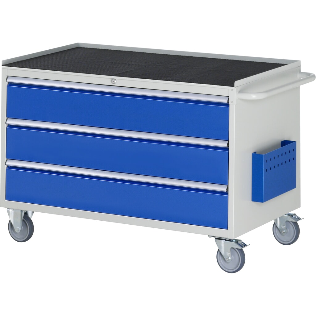RAU Werkstattwagen Serie 7000, HxBxT 795 x 1.145 x 650 mm, 3 x 90%-Auszug-Schubladen 3 x 180 mm, Arbeitsplatte Metall Produktabbildung: RAU Werkstattwagen Serie 7000, HxBxT 795 x 1.145 x 650 mm, 3 x 90%-Auszug-Schubladen 3 x 180 mm, Arbeitsplatte Metall