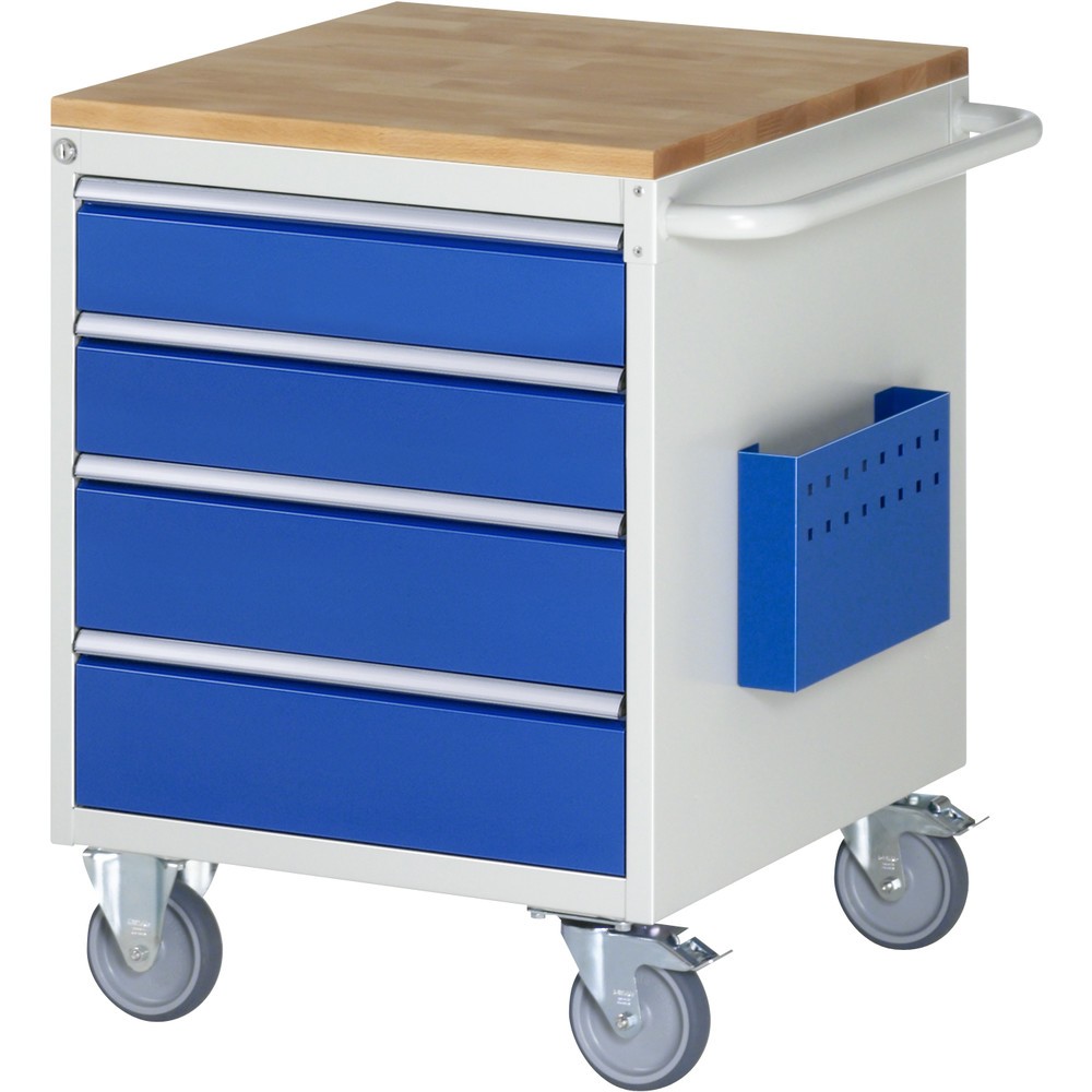 Produktabbildung Nr. 1: RAU Werkstattwagen Serie 7000, HxBxT 795 x 580 x 650 mm, 4 x 90%-Auszug-Schubladen 2 x 120, 2 x 150 mm, Arbeitsplatte Buche