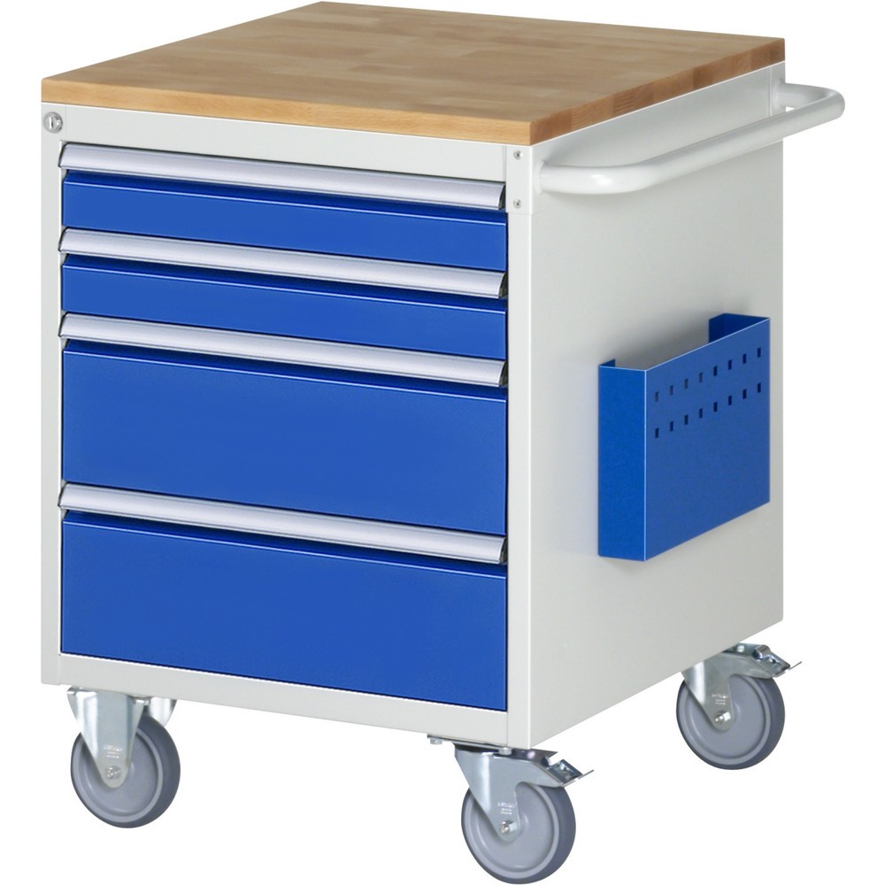 Produktabbildung Nr. 1: RAU Werkstattwagen Serie 7000, HxBxT 795 x 580 x 650 mm, 4 x 100%-Auszug-Schubladen 2 x 90, 2 x 180 mm, Arbeitsplatte Buche