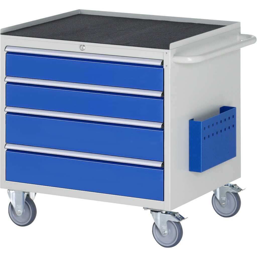 Produktabbildung: RAU Werkstattwagen Serie 7000, HxBxT 795 x 770 x 650 mm, 4 x 90%-Auszug-Schubladen 2 x 120, 2 x 150 mm, Arbeitsplatte Metall