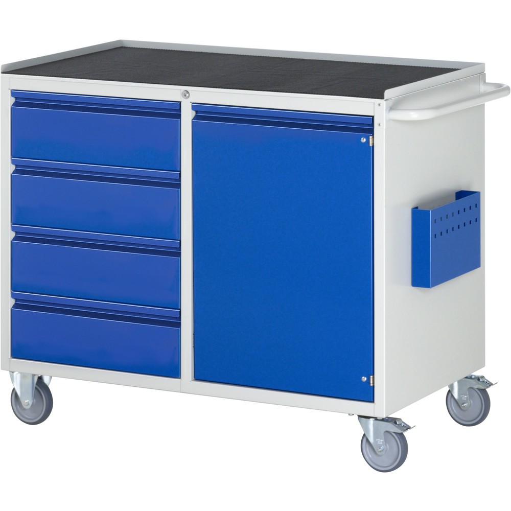 Produktabbildung Nr. 1: RAU Werkstattwagen Serie 7000, HxBxT 975 x 1.145 x 650 mm, 1 Flügeltür, 4 x 90%-Auszug-Schubladen 4 x 180 mm, Arbeitsplatte Metall