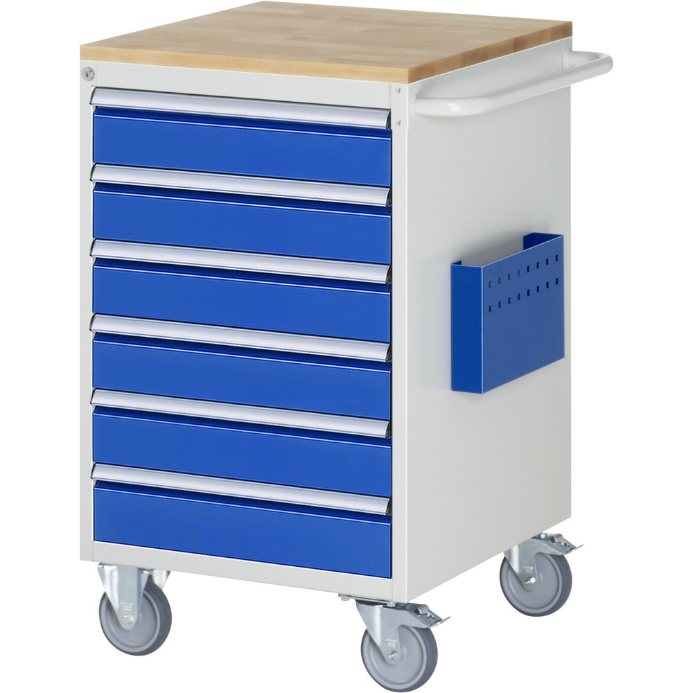 Produktabbildung: RAU Werkstattwagen Serie 7000, HxBxT 975 x 580 x 650 mm, 6 x 100%-Auszug-Schubladen 6 x 120 mm, Arbeitsplatte Buche