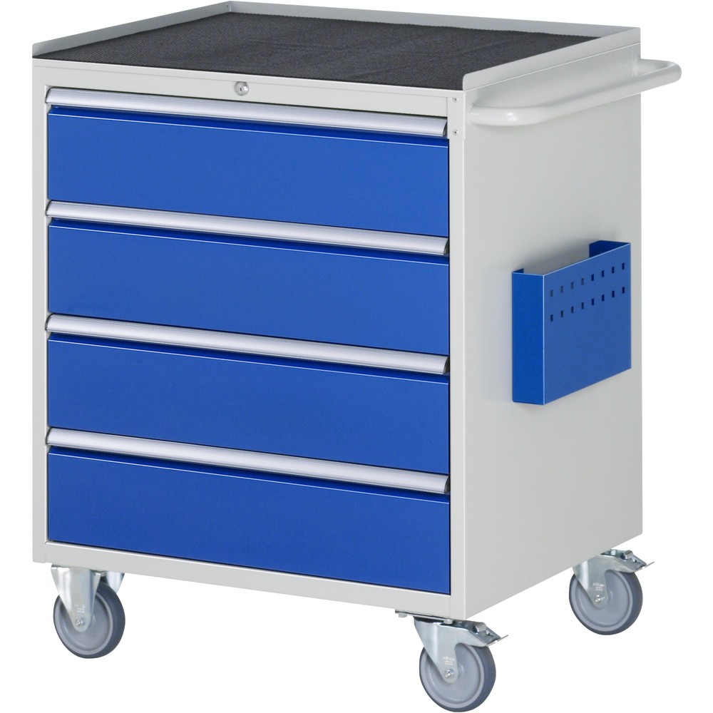 Produktabbildung: RAU Werkstattwagen Serie 7000, HxBxT 975 x 770 x 650 mm, 4 x 90%-Auszug-Schubladen 4 x 180 mm, Arbeitsplatte Metall