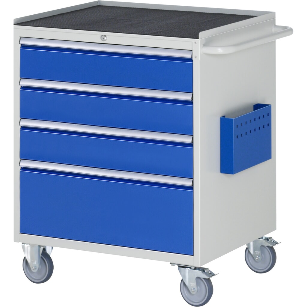 RAU Werkstattwagen Serie 7000, HxBxT 975 x 770 x 650 mm, 4 x 100%-Auszug-Schubladen 3 x 150, 1 x 270 mm, Arbeitsplatte Metall Produktabbildung: RAU Werkstattwagen Serie 7000, HxBxT 975 x 770 x 650 mm, 4 x 100%-Auszug-Schubladen 3 x 150, 1 x 270 mm, Arbeitsplatte Metall