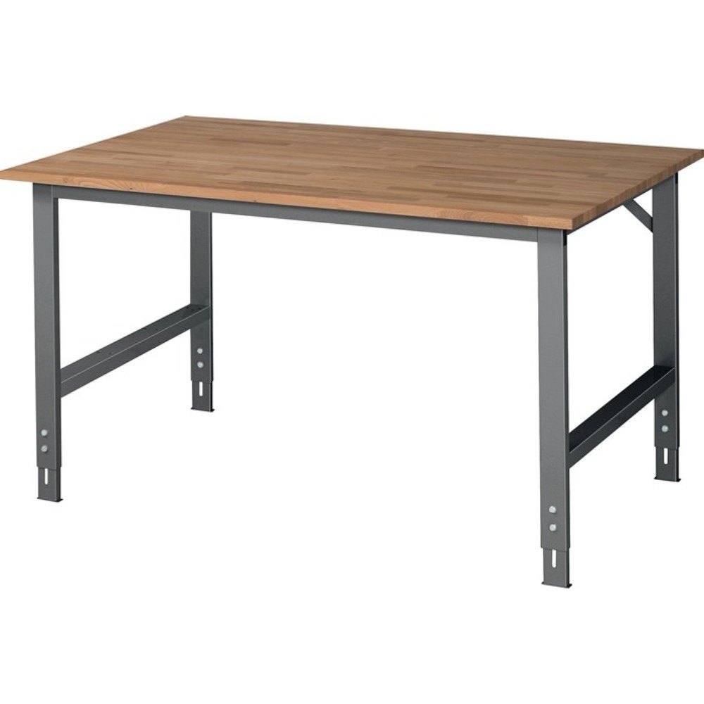 Produktabbildung: RAU Werktisch, Arbeitsplatte Buche, B1500xT1000xH760-1080mm, Gestell anthrazit