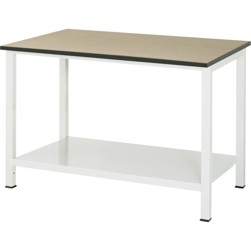 Produktabbildung: RAU Werktisch 900 mit Ablageboden Tiefe 650 mm, HxBxT 825 x 1.250 x 800 mm, MDF Arbeitsplatte
