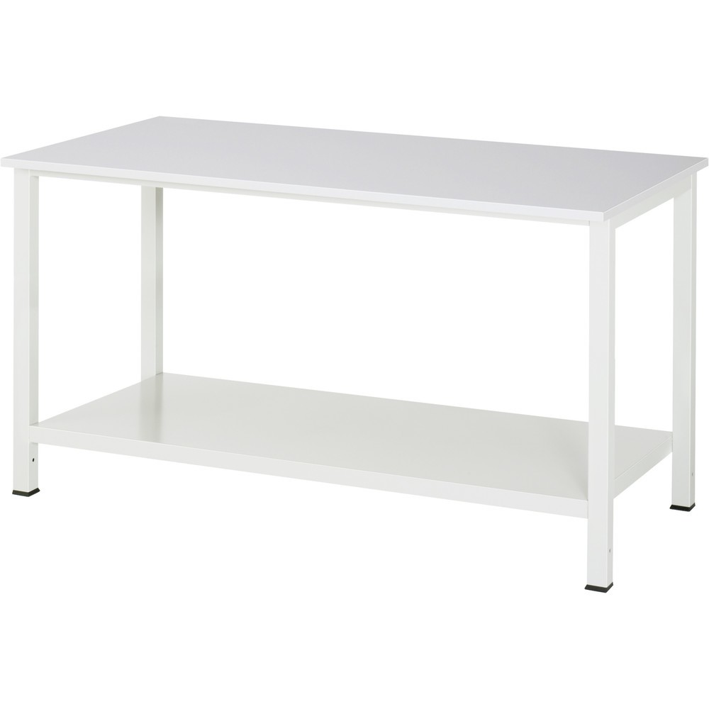 Produktabbildung: RAU Werktisch 900 mit Ablageboden Tiefe 650 mm, HxBxT 825 x 1.500 x 800 mm, Arbeitplatte EGB-Melamin-Belag