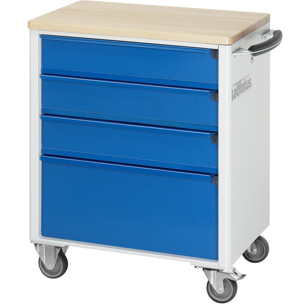 Produktabbildung Nr. 4: RAU Werkzeugwagen Serie adlatus 700, HxBxT 860 x 700 x 510 mm, 4 Schubladen 3 x 130, 1 x 260 mm, Arbeitsplatte Buche