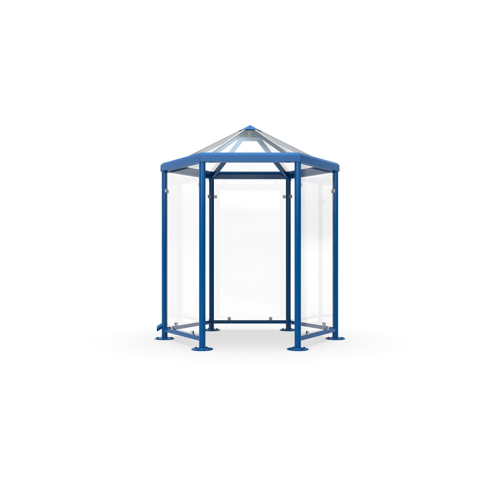 Raucherpavillon mit Spitzdach, ohne Seitenwände, 6-eckig, enzianblau Produktabbildung: Raucherpavillon mit Spitzdach, ohne Seitenwände, 6-eckig, enzianblau