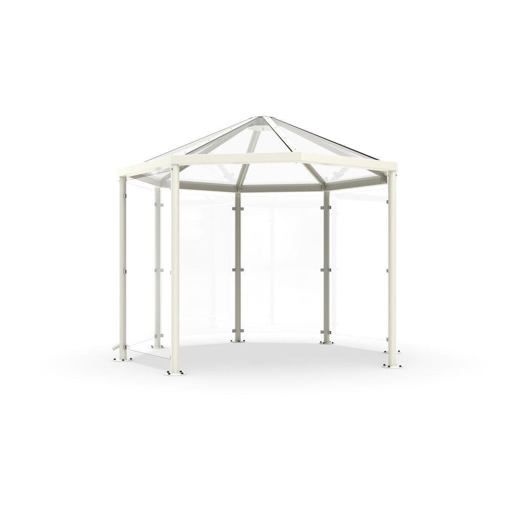 Raucherpavillon mit Spitzdach, ohne Seitenwände, 8-eckig, grauweiß Produktabbildung: Raucherpavillon mit Spitzdach, ohne Seitenwände, 8-eckig, grauweiß
