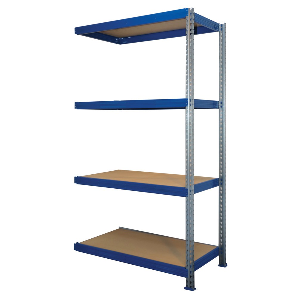 Illustration du produit: Rayonnage pour charges lourdes à grande portée, travée auxiliaire, charge par tablette 600 kg, bleu, HxlxP 2.000 x 1.600 x 600 mm
