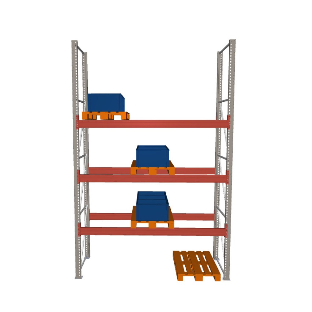 Illustration du produit: Rayonnage à palettes MULTIPAL META, module de base, charge par tablette 2 930 kg, HxlxP 4 400 x 2 700 x 1 100 mm