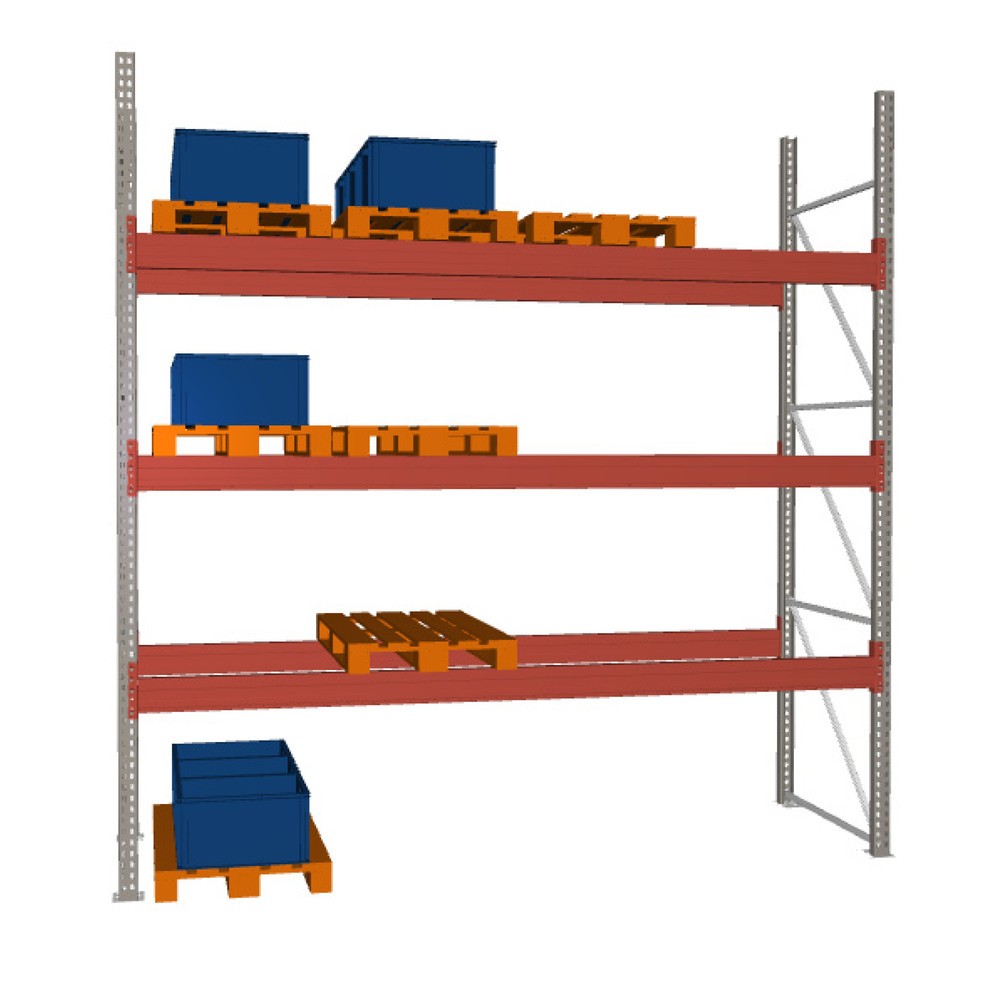 Illustration du produit: Rayonnage à palettes MULTIPAL META, module de base, charge par tablette 3 890 kg, HxlxP 3 800 x 3 600 x 1 100 mm