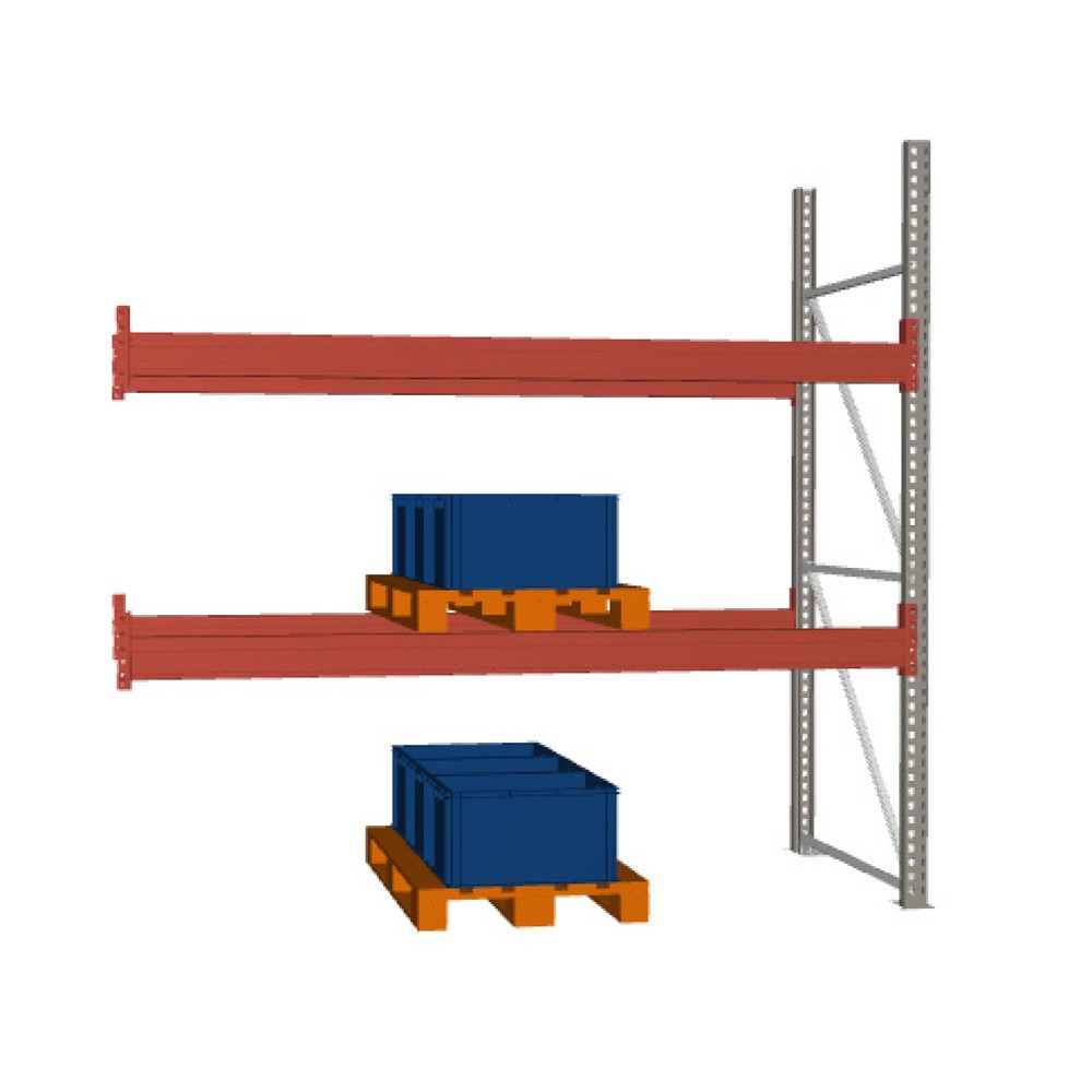 Illustration du produit: Rayonnage à palettes META MULTIPAL, travée auxiliaire, charge par tablette 2 970 kg, 9 emplacements pour palettes, 2,7 m de hauteur