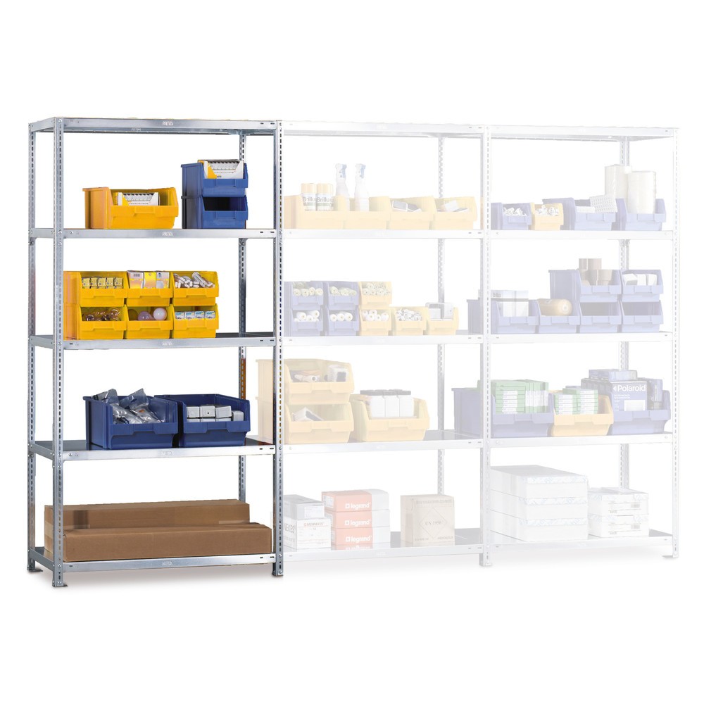 Illustration du produit: Rayonnage à tablettes META système de vissage, TA, FL 80 kg, gris clair, H x l x P 2 000 x 1 000 x 300 mm
