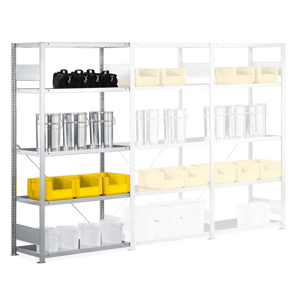 Illustration du produit: Rayonnage à tablettes META, TA, FL 230 kg, gris clair, H x l x P 2 500 x 1 000 x 500 mm