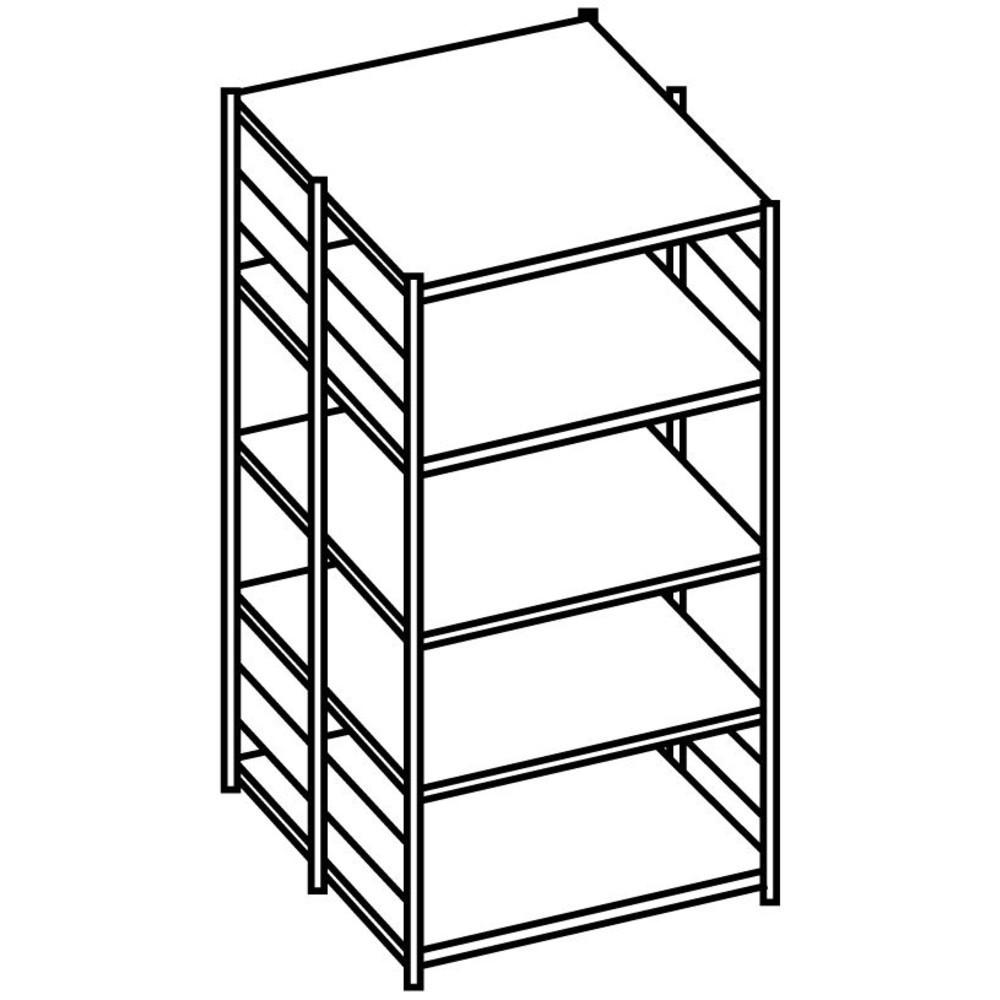 N° de l'image du produit 2 : Rayonnage de bureau SCHULTE travée de base, utilisable des deux côtés, sans butées centrales, CT 150 kg, HxlxP 2 500 x 1 300 x 600 mm