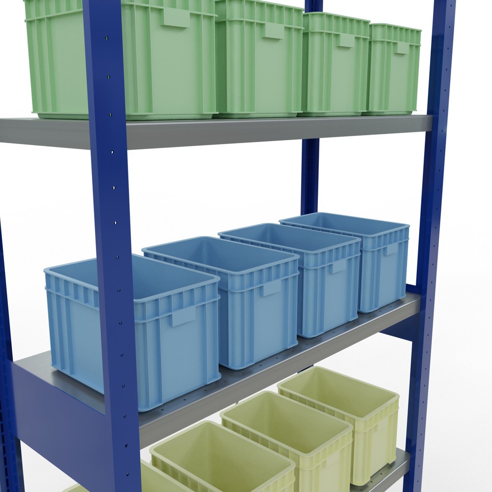 N° de l'image du produit 4 : SCHULTE Rayonnage à tablettes, bleu gentiane / galvanisé, charge par tablette 330 kg, HxlxP 2 500 x 1 060 x 436 mm