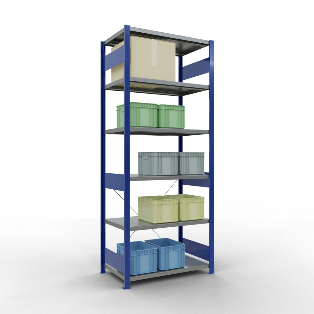 N° de l'image du produit 3 : SCHULTE Rayonnage à tablettes, bleu gentiane / galvanisé, charge par tablette 330 kg, HxlxP 2 500 x 1 060 x 636 mm