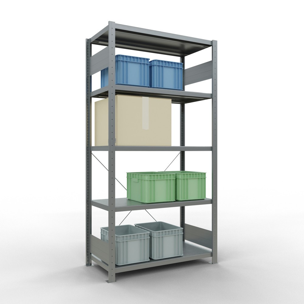 N° de l'image du produit 3 : SCHULTE Rayonnage à tablettes galvanisé avec 5 tablettes en tôle d’acier, charge par tablette 330 kg, HxlxP 2 000 x 1 060 x 536 mm