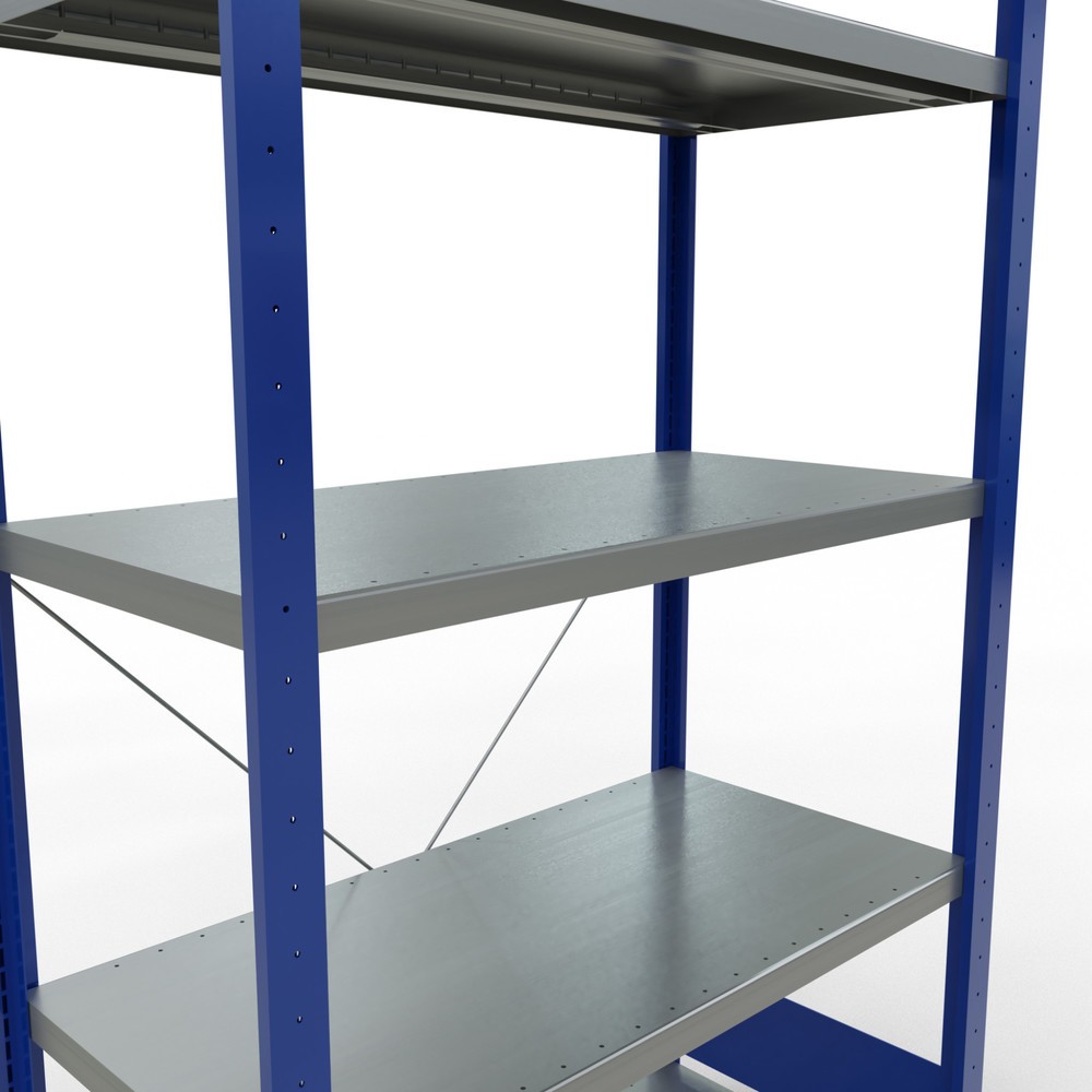 N° de l'image du produit 5 : SCHULTE Rayonnage à tablettes, bleu gentiane / galvanisé, avec 5 tablettes en tôle d’acier, charge par tablette 330 kg, HxlxP 2 000 x 1 060 x 536 mm