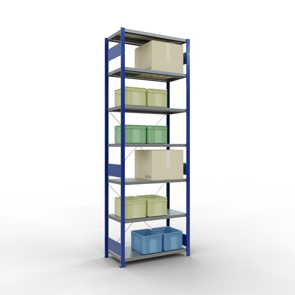 N° de l'image du produit 3 : SCHULTE Rayonnage à tablettes, bleu gentiane / galvanisé, charge par tablette 330 kg, HxlxP 3 000 x 1 060 x 536 mm
