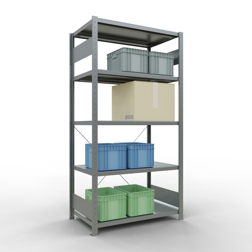 N° de l'image du produit 3 : SCHULTE Rayonnage à tablettes galvanisé avec 5 tablettes en tôle d’acier, charge par tablette 330 kg, HxlxP 2 000 x 1 060 x 636 mm