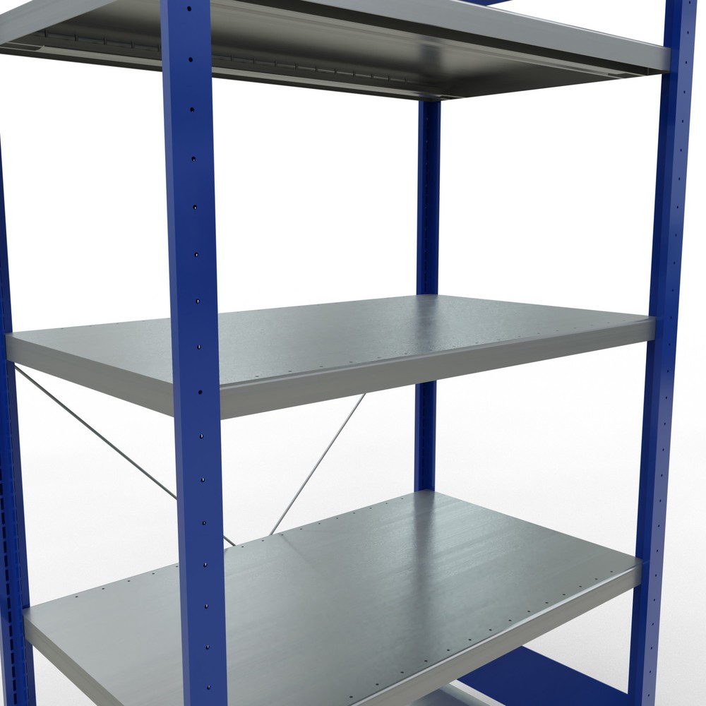 N° de l'image du produit 5 : SCHULTE Rayonnage à tablettes, bleu gentiane / galvanisé, avec 5 tablettes en tôle d’acier, charge par tablette 330 kg, HxlxP 2 000 x 1 060 x 636 mm