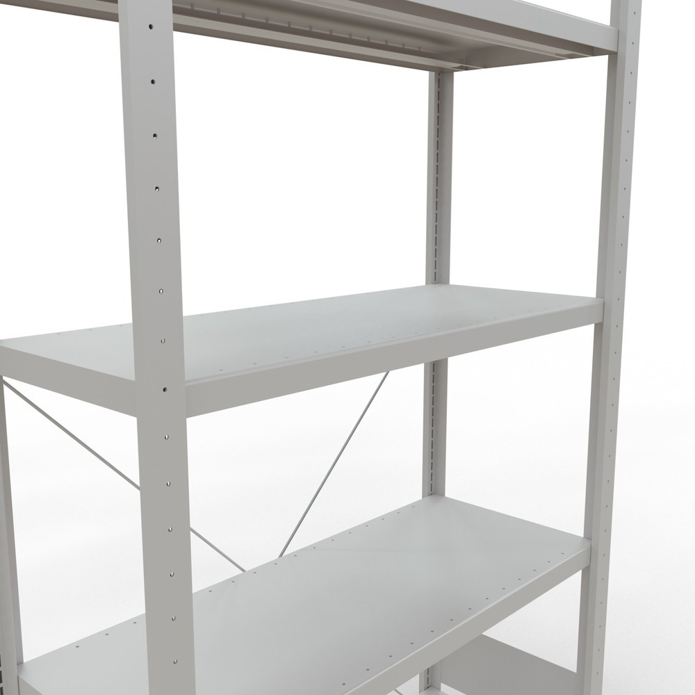 N° de l'image du produit 5 : SCHULTE Rayonnage à tablettes gris clair avec 5 tablettes en tôle d’acier, charge par tablette 330 kg, HxlxP 2 000 x 1 060 x 436 mm