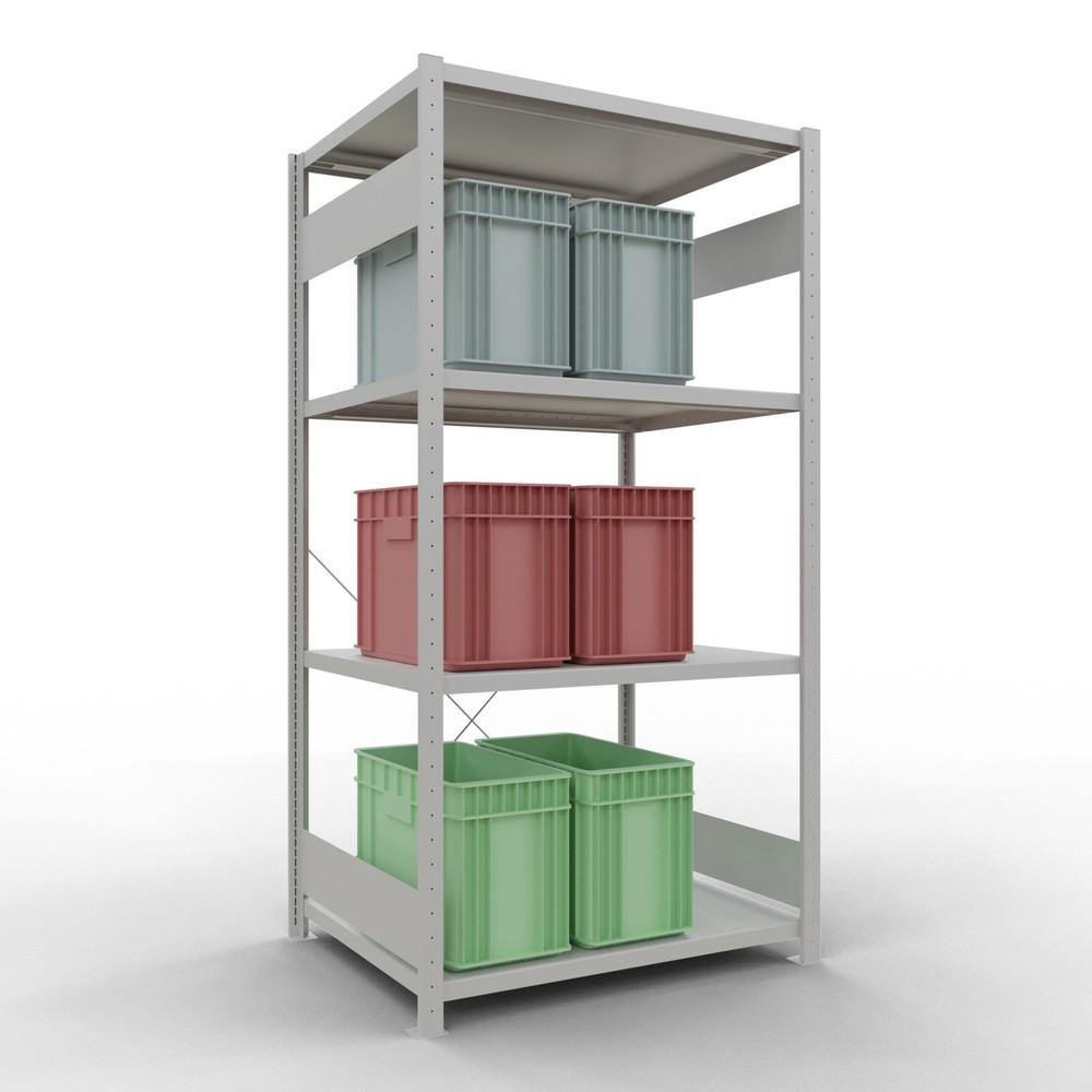 N° de l'image du produit 3 : SCHULTE Rayonnage à tablettes gris clair avec 5 tablettes en tôle d’acier, charge par tablette 330 kg, HxlxP 2 000 x 1 060 x 836 mm