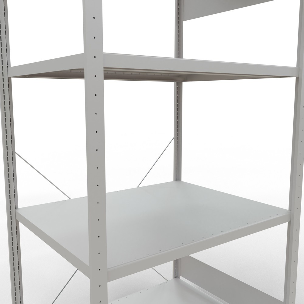 N° de l'image du produit 5 : SCHULTE Rayonnage à tablettes gris clair avec 5 tablettes en tôle d’acier, charge par tablette 330 kg, HxlxP 2 000 x 1 060 x 836 mm