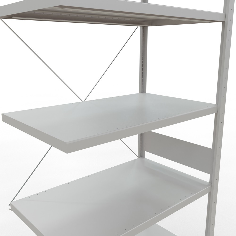 N° de l'image du produit 5 : Rayonnage à tablettes SCHULTE, système à emboîter, travée auxiliaire, charge par tablette 330 kg, gris clair, HxlxP 3000 x 1000 x 600 mm