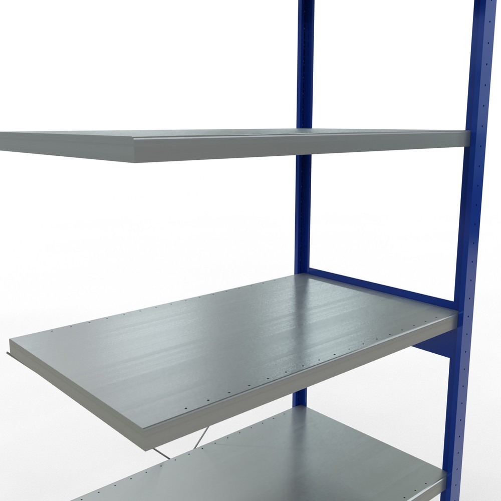 N° de l'image du produit 5 : Rayonnage à tablettes SCHULTE, montage par enfichage, travée auxiliaire, charge par tablette 330 kg, bleu gentiane/galvanisé, H x l x P 2 500 x 1000 x 600 mm