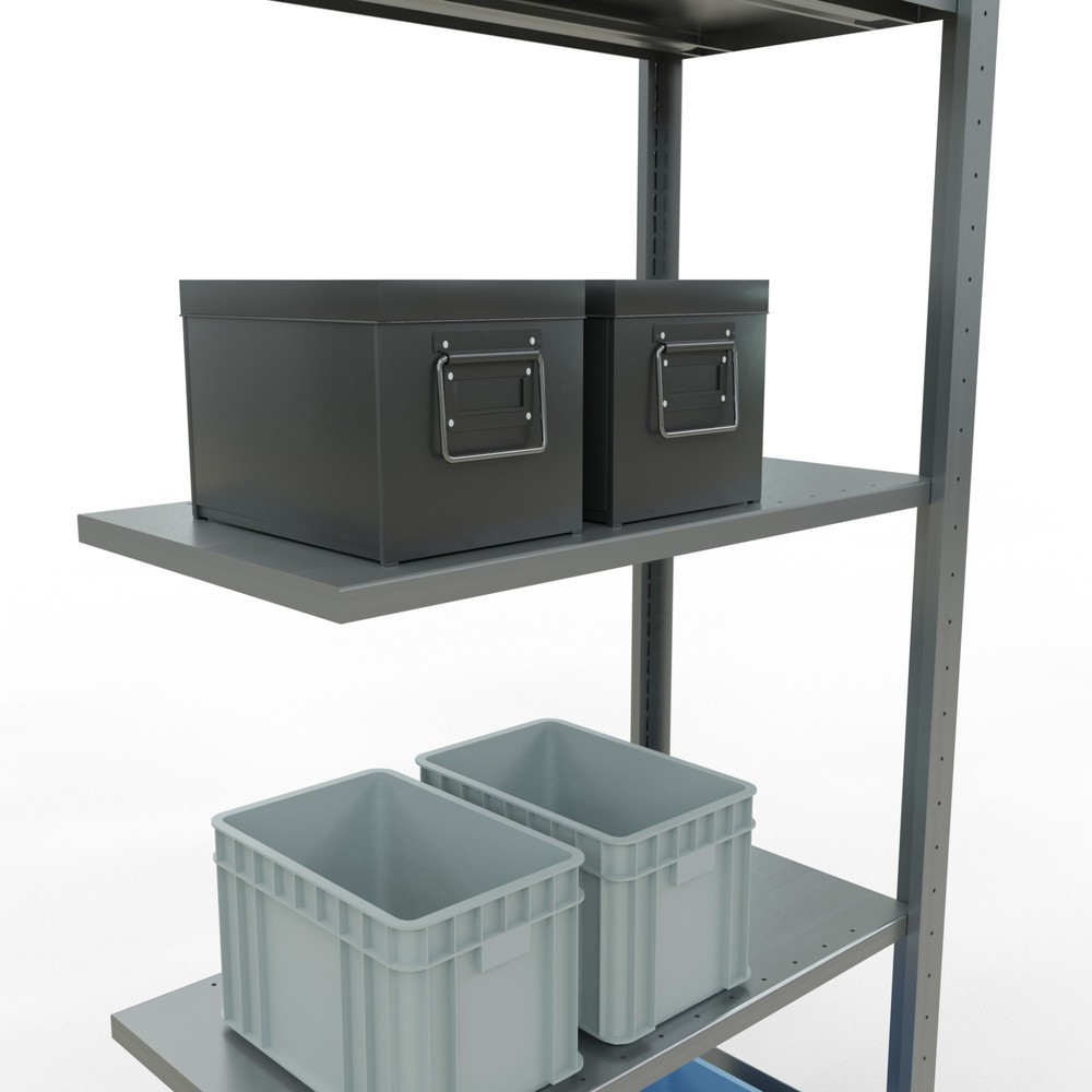 N° de l'image du produit 3 : Rayonnage à tablettes SCHULTE, système à emboîter, travée auxiliaire, CT 150 kg, galvanisé, HxlxP 2 000 x 750 x 400 mm