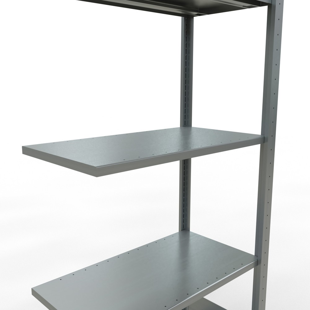 N° de l'image du produit 4 : Rayonnage à tablettes SCHULTE, système à emboîter, travée auxiliaire, CT 150 kg, galvanisé, HxlxP 2 000 x 750 x 400 mm