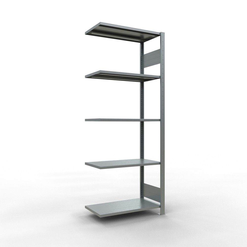 Illustration du produit: Rayonnage à tablettes SCHULTE, système à emboîter, travée auxiliaire, CT 150 kg, galvanisé, HxlxP 2 000 x 750 x 400 mm