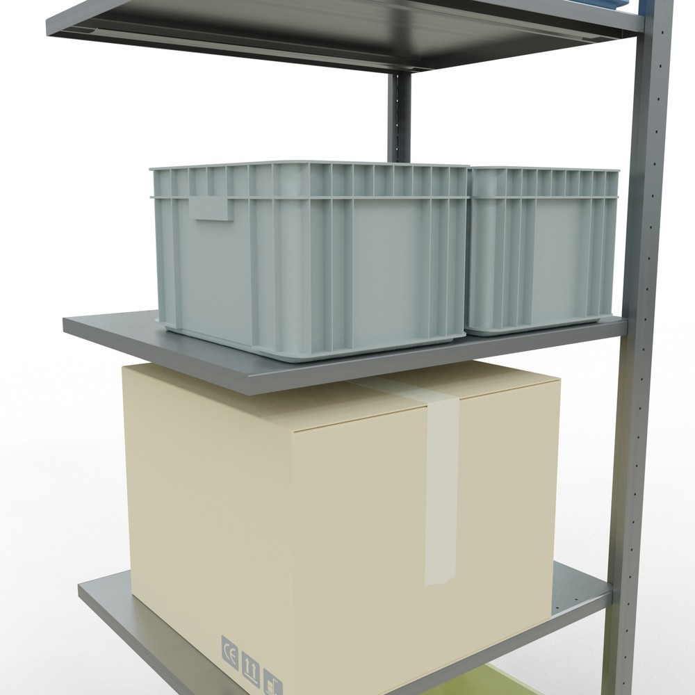 N° de l'image du produit 3 : Rayonnage à tablettes SCHULTE, système à emboîter, travée auxiliaire, CT 150 kg, galvanisé, HxlxP 2 000 x 750 x 600 mm