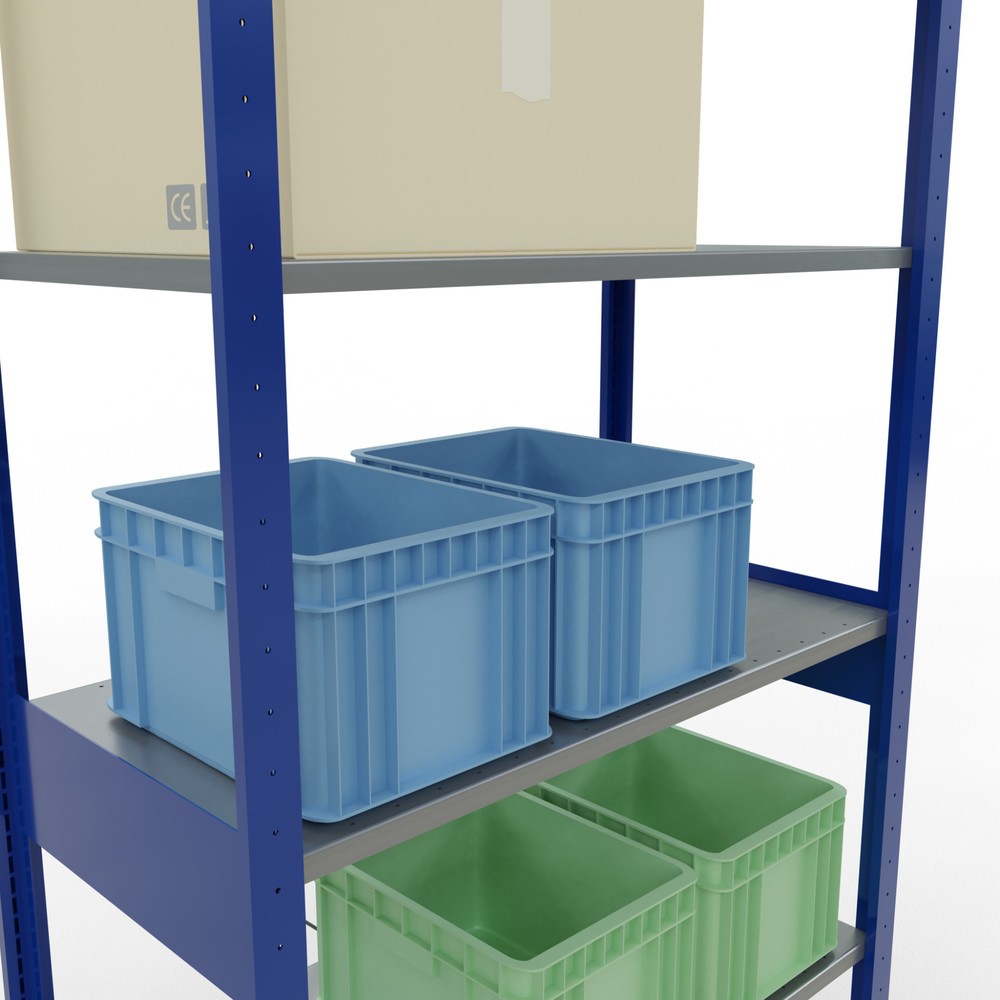 N° de l'image du produit 3 : SCHULTE Rayonnage à tablettes, bleu gentiane / galvanisé, charge par tablette 150 kg, HxlxP 2 500 x 1 060 x 536 mm