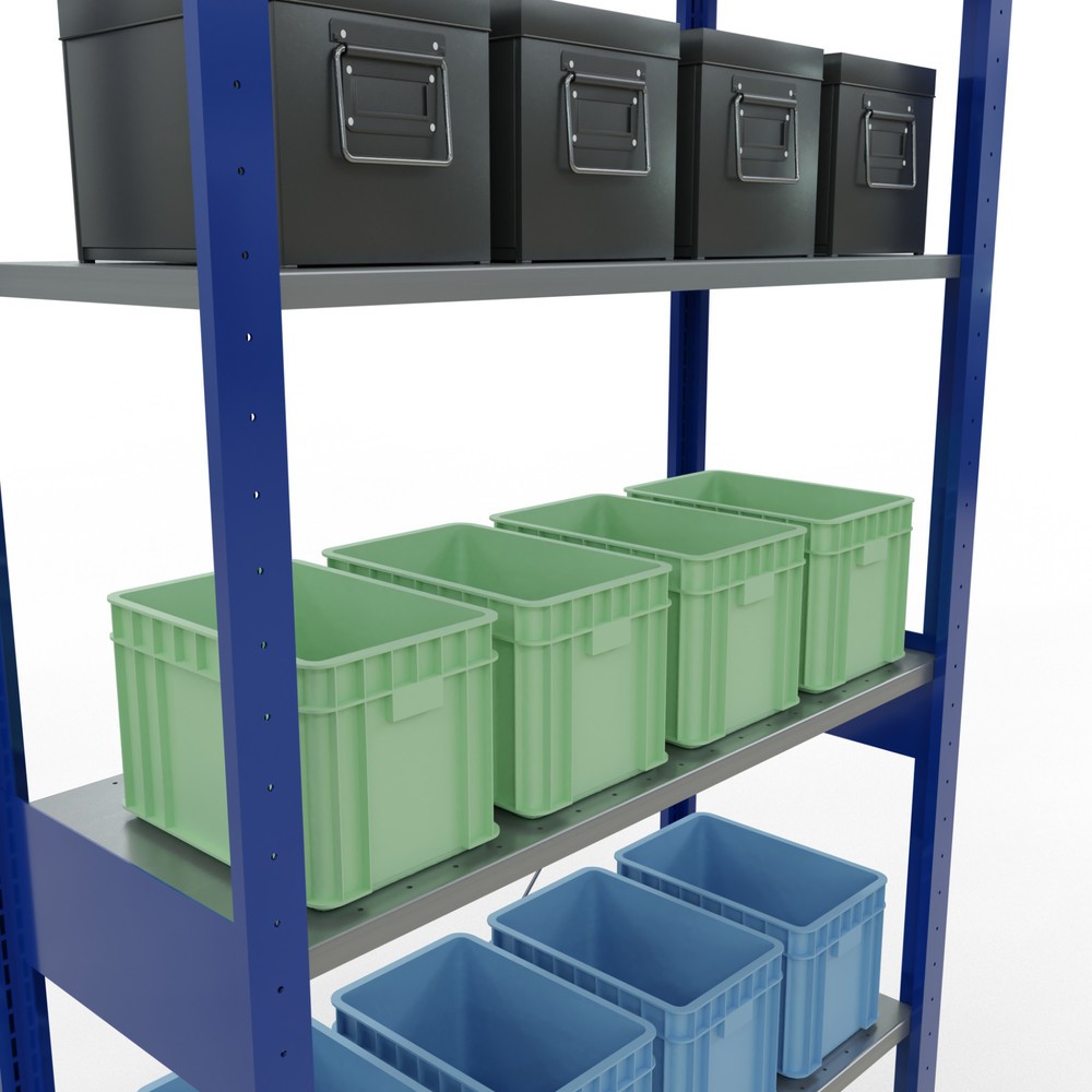 N° de l'image du produit 3 : SCHULTE Rayonnage à tablettes, bleu gentiane / galvanisé, charge par tablette 150 kg, HxlxP 2 500 x 1 060 x 436 mm